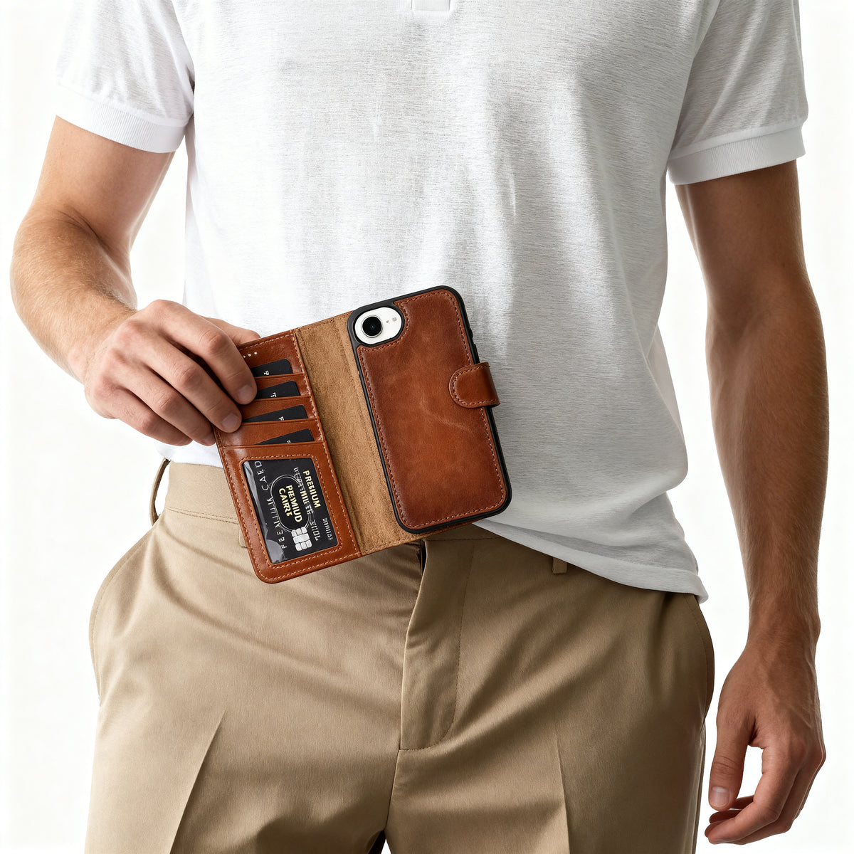 Magic iPhone 17E / 16E Leather Wallet Case Detachable