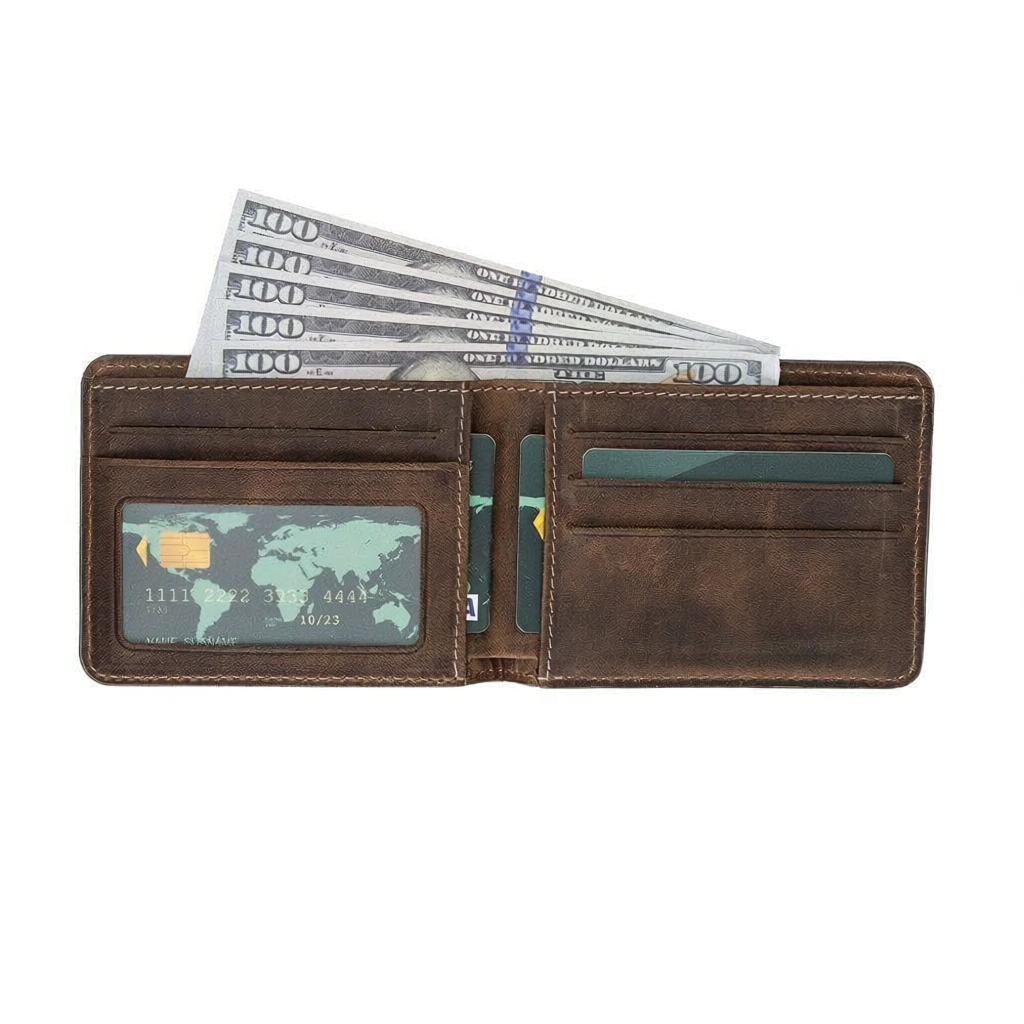 Leather Wallet โ Genuine Leather Bifold Wallet with Card Slots (Torin)