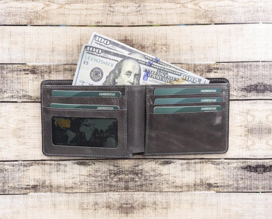 Leather Wallet โ Genuine Leather Bifold Wallet with Card Slots (Torin)