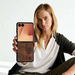 Slim Leather Case for Samsung Galaxy Z Flip 7 (Lune)