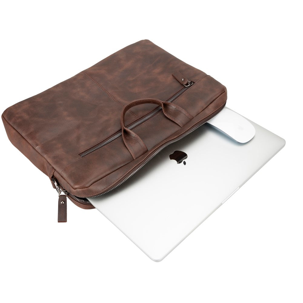 Apollo 13-14 inch MacBook and PC Compatible Leather Case Antique Dark Brown