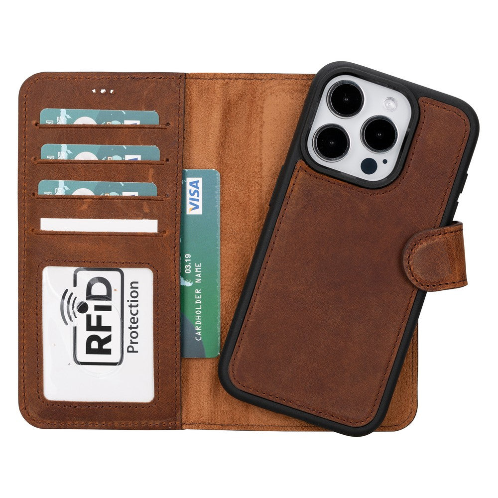 Apple iPhone 15 Series Leather Wallet Case MWWN