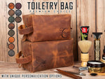 Genuine Leather Dopp Kit, Men's & Women's Toiletry Bag, Travel Organizer, Shaving Bag (Rhett)