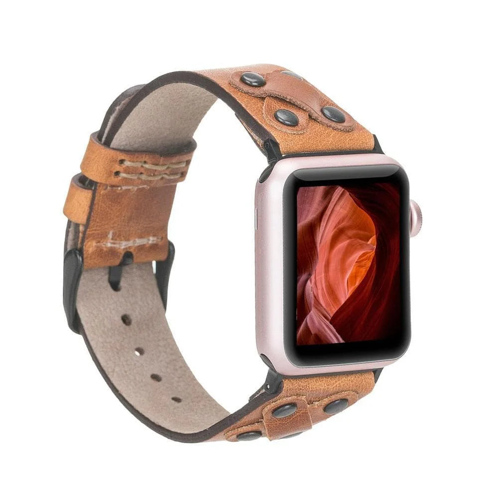 Cross Leather Apple Watch Band with Black Trok