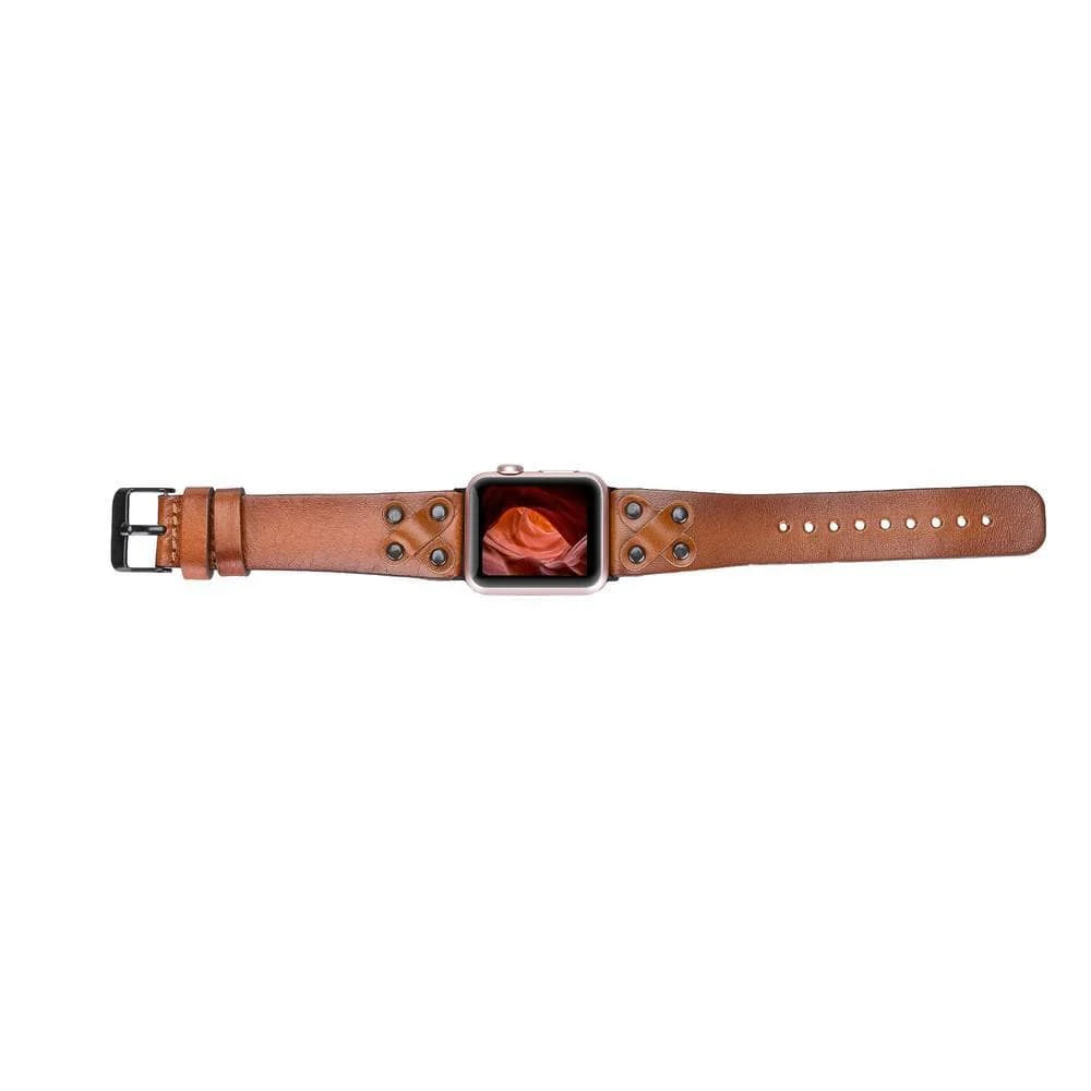 Cross Leather Apple Watch Band with Black Trok