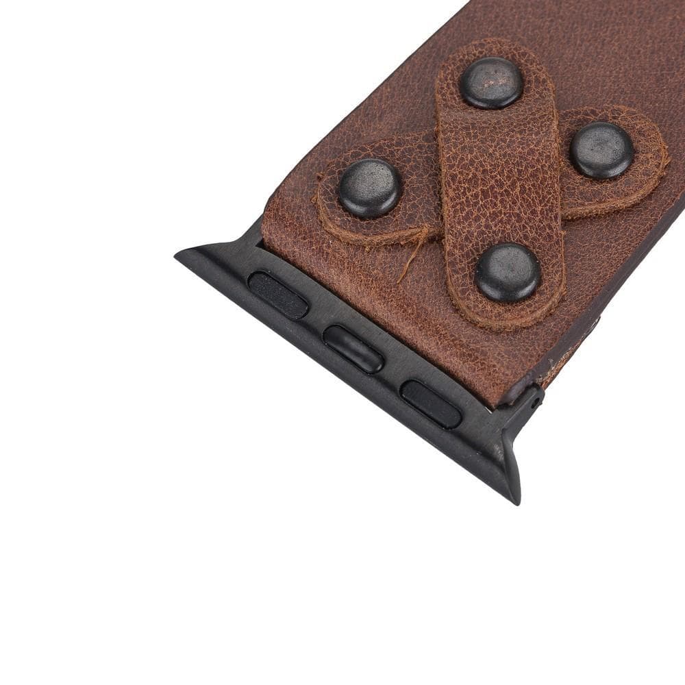 Cross Leather Apple Watch Band with Black Trok