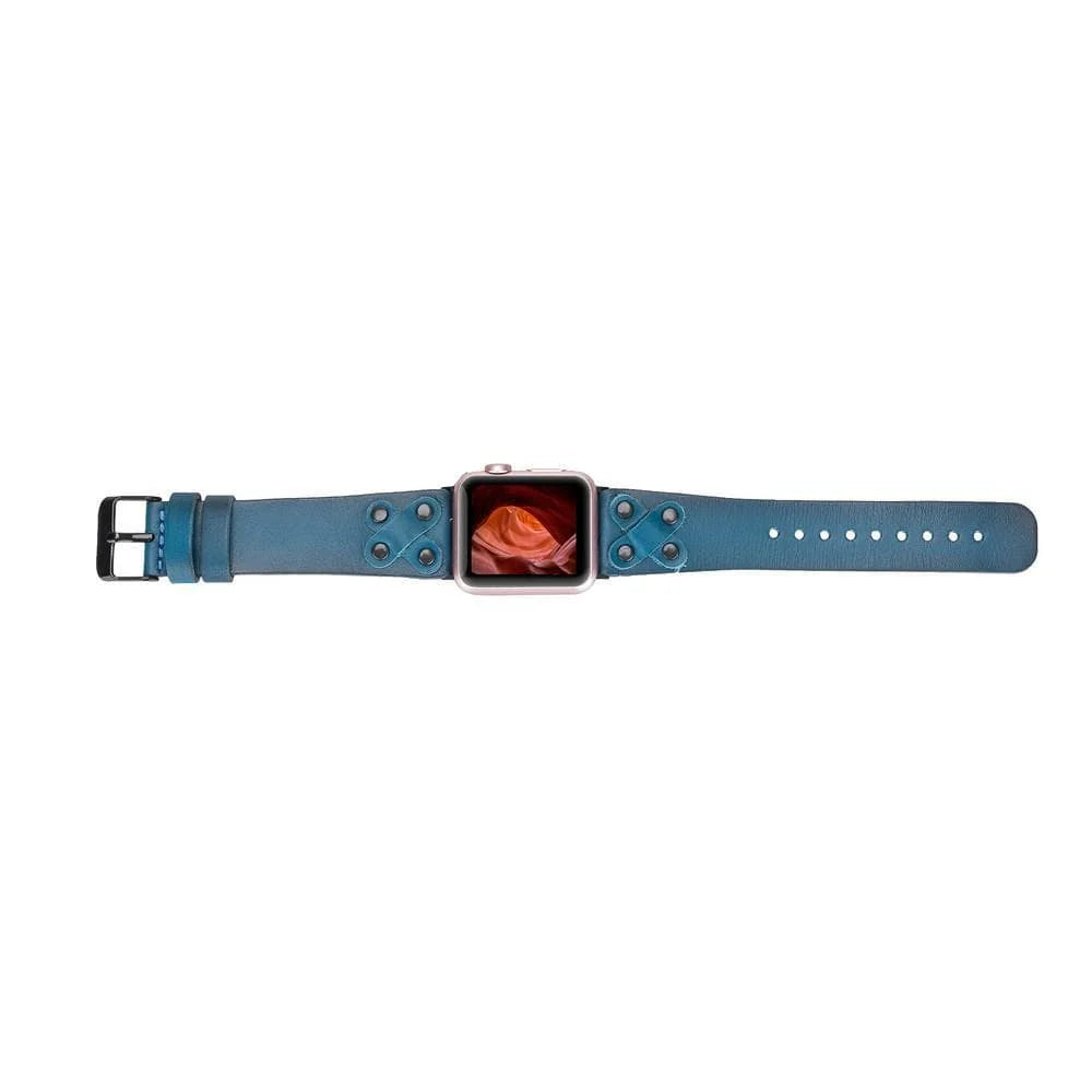 Cross Leather Apple Watch Band with Black Trok
