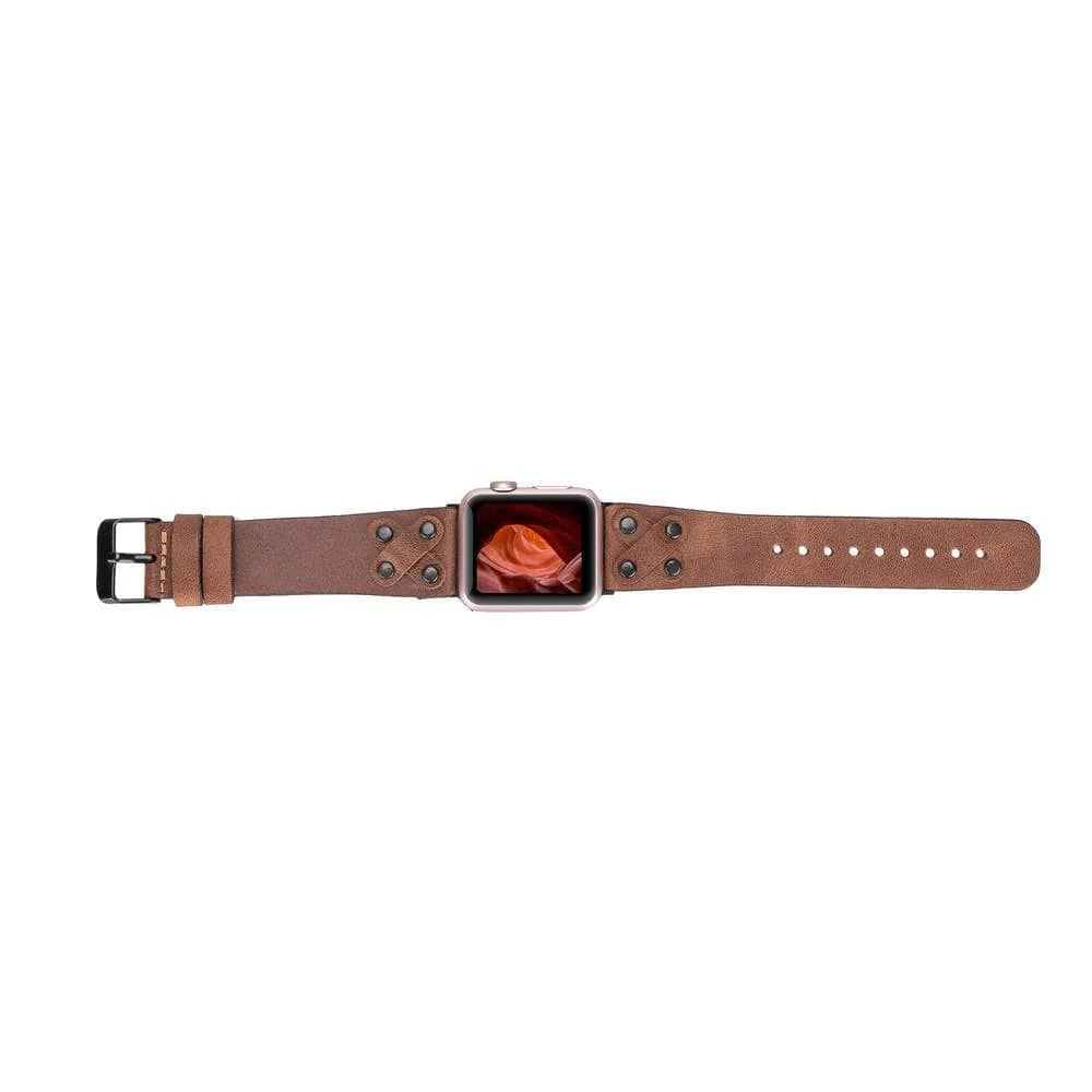 Cross Leather Apple Watch Band with Black Trok