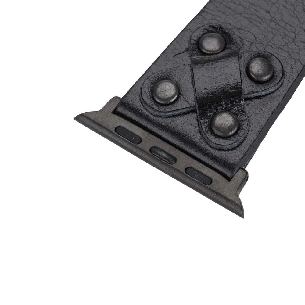 Cross Leather Apple Watch Band with Black Trok
