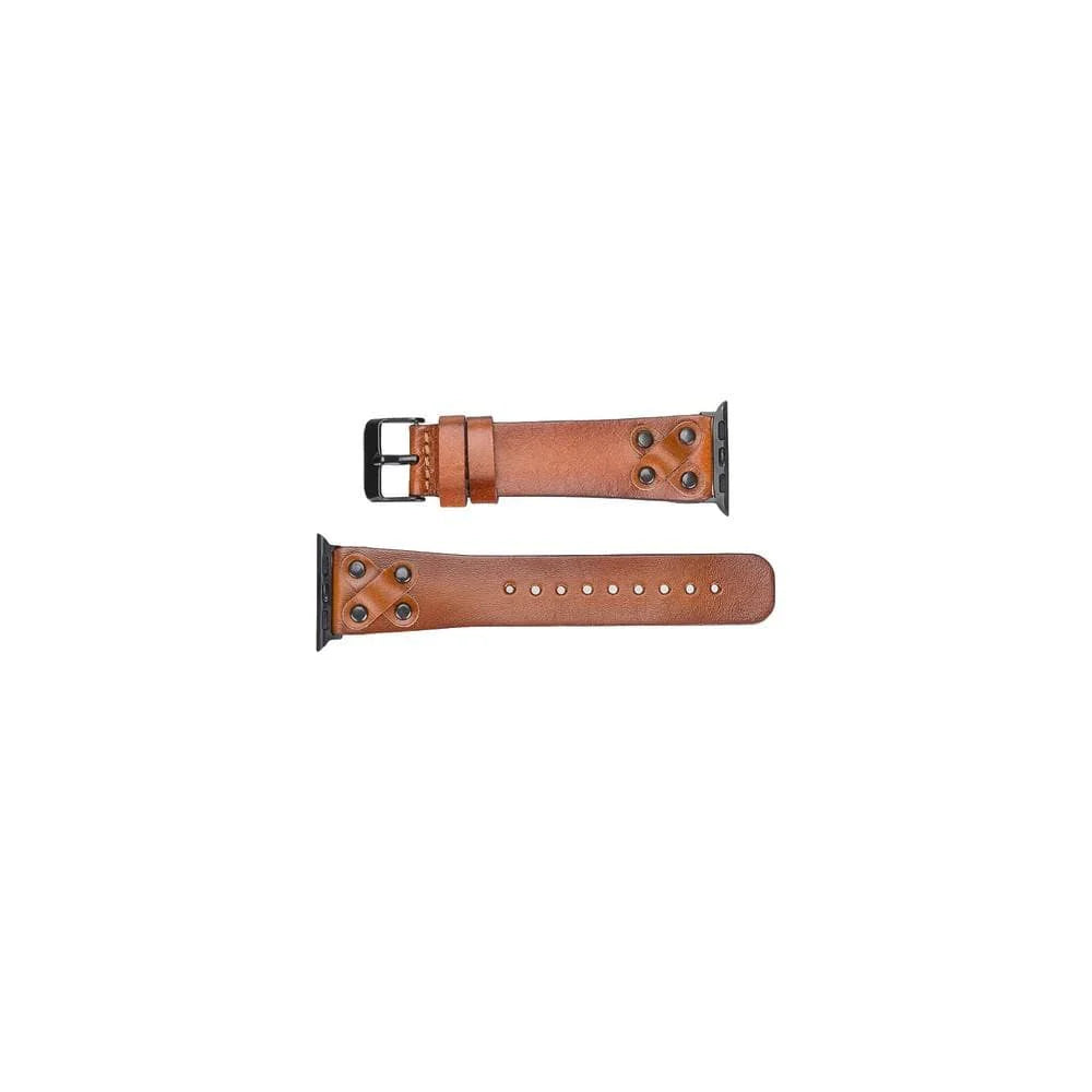 Cross Leather Apple Watch Band with Black Trok