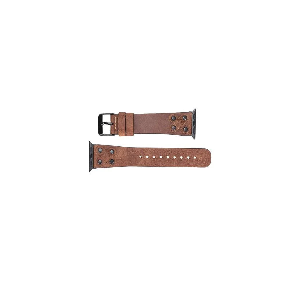 Cross Leather Apple Watch Band with Black Trok