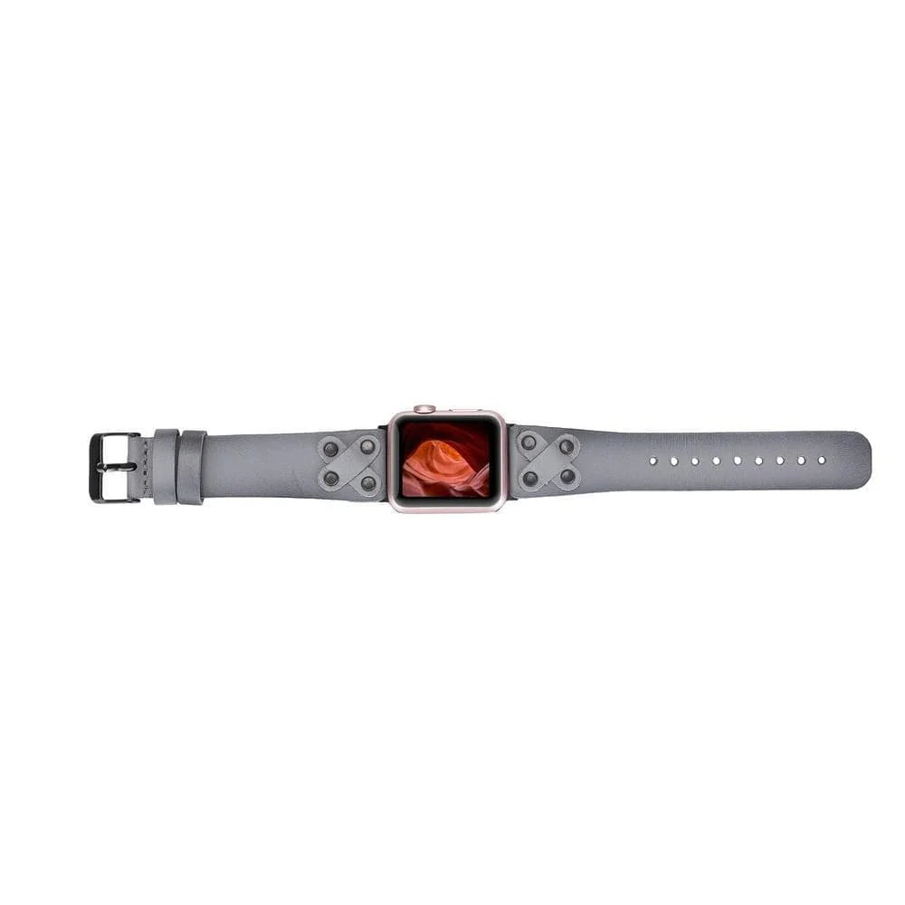 Cross Leather Apple Watch Band with Black Trok