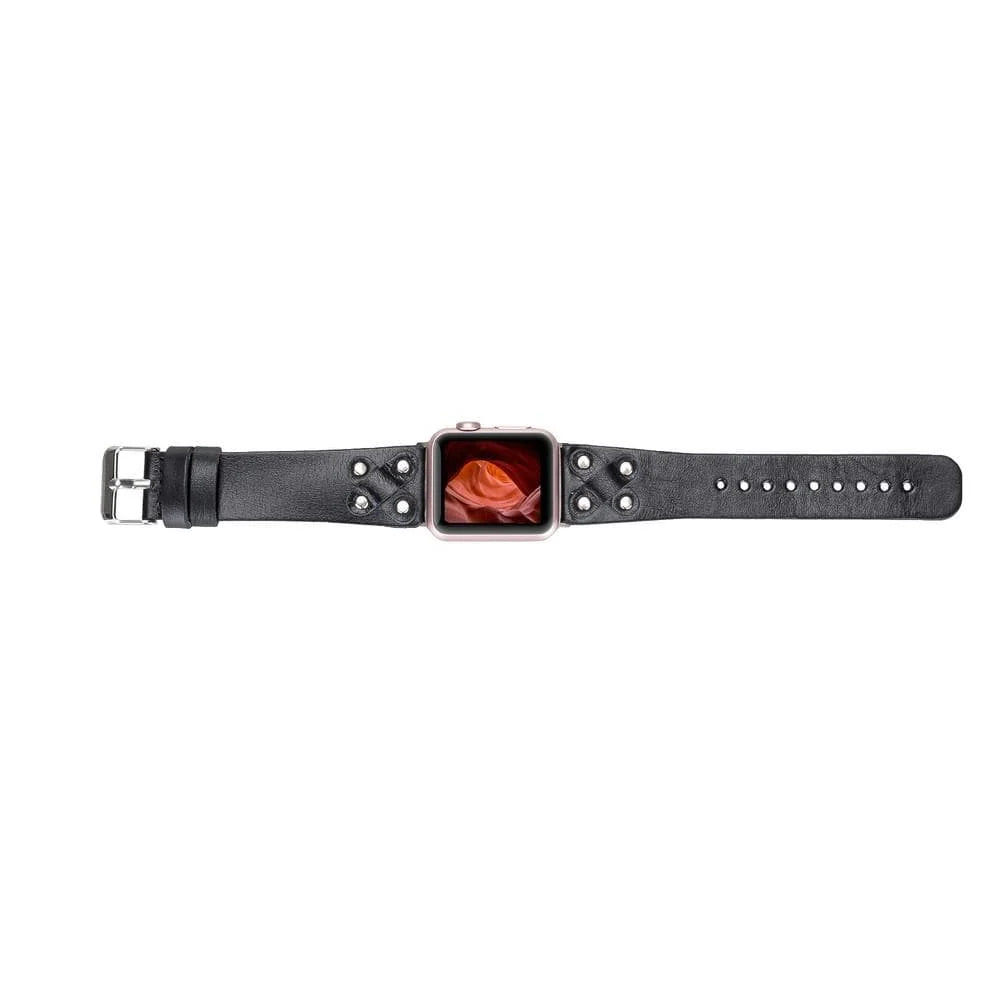 Cross Leather Apple Watch Band with Silver Trok