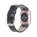 Cross Leather Apple Watch Band with Silver Trok
