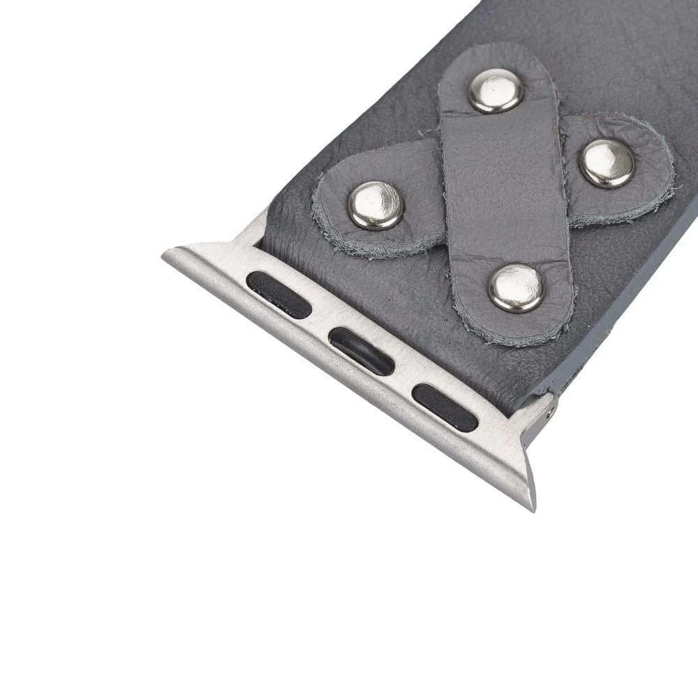Cross Leather Apple Watch Band with Silver Trok