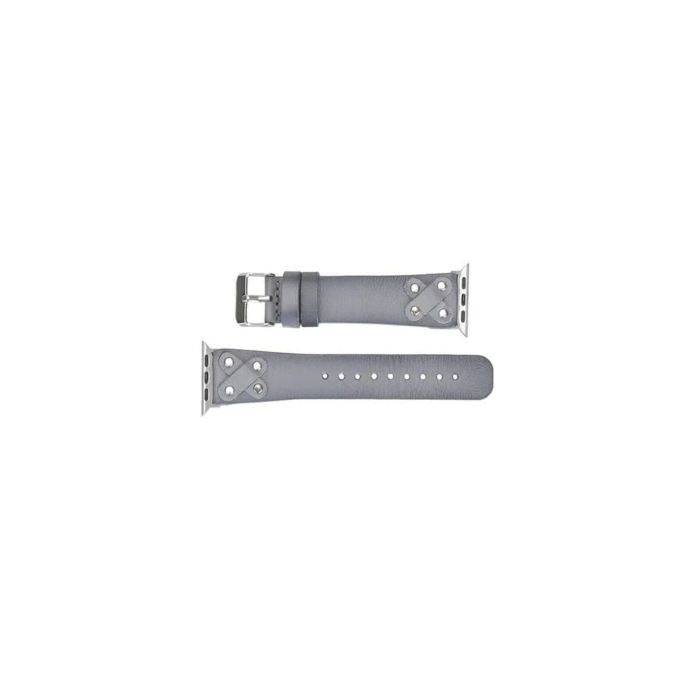 Cross Leather Apple Watch Band with Silver Trok
