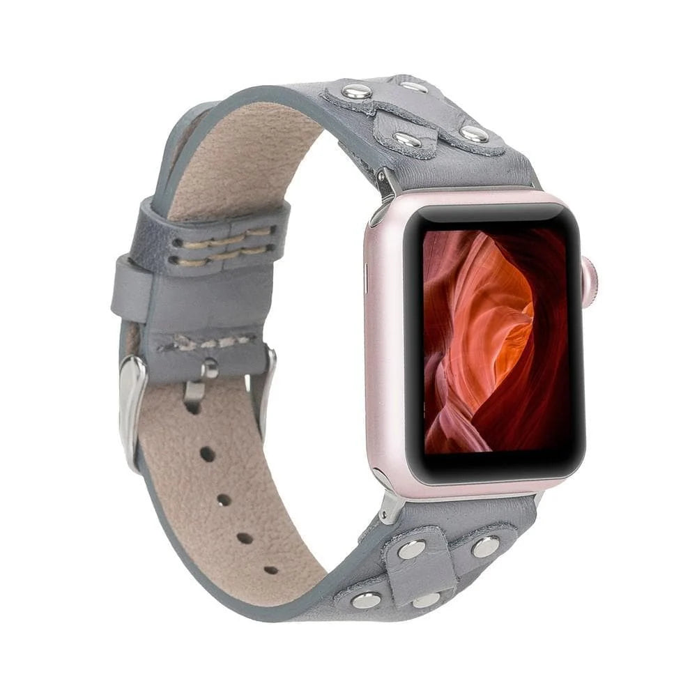 Cross Leather Apple Watch Band with Silver Trok