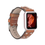 Cross Leather Apple Watch Band with Silver Trok