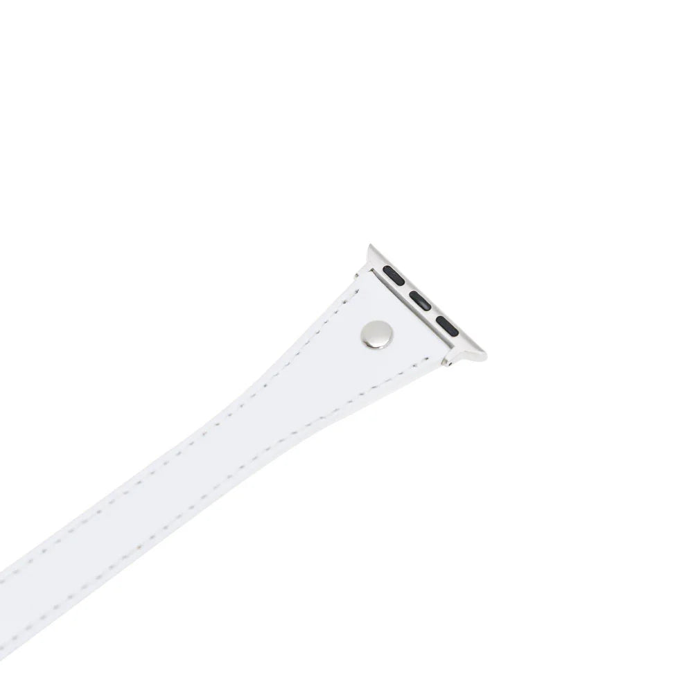 Hector Double Tour Leather Apple Watch Band with Silver Trok