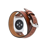 Hector Double Tour Leather Apple Watch Band with Silver Trok