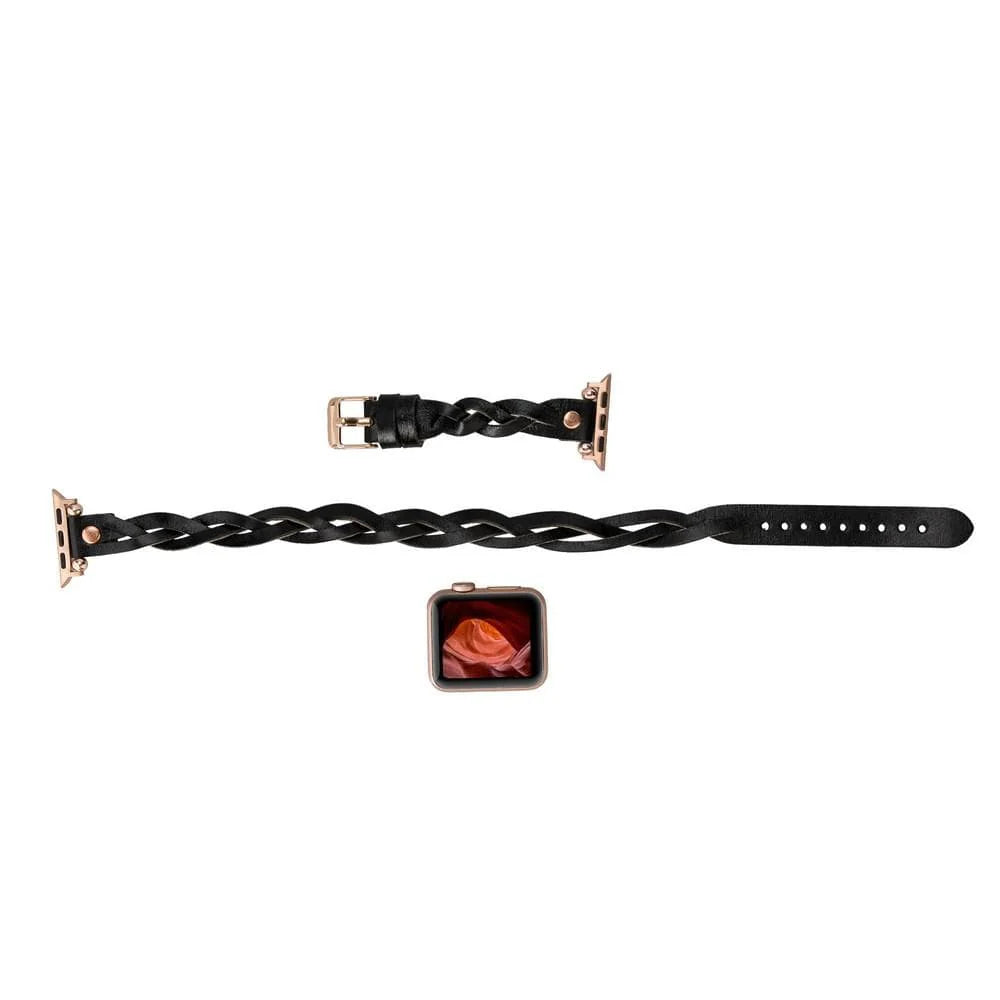 Peggy Ferro Leather Double Tour Apple Watch Band with Rose Gold Trok