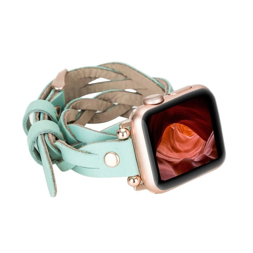 Peggy Ferro Leather Double Tour Apple Watch Band with Rose Gold Trok