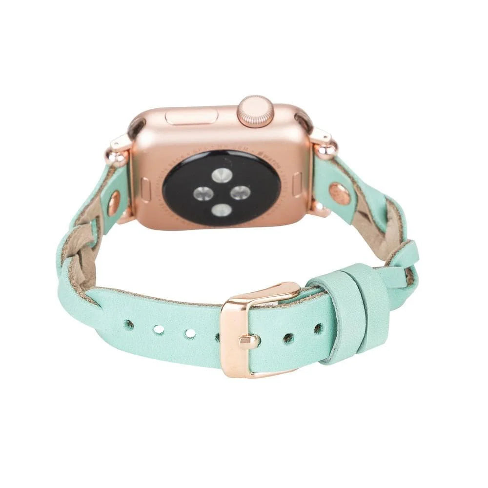 Wanda Braided Leather Apple Watch Band with Rose Gold Trok