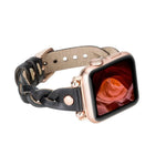 Wanda Braided Leather Apple Watch Band with Rose Gold Trok