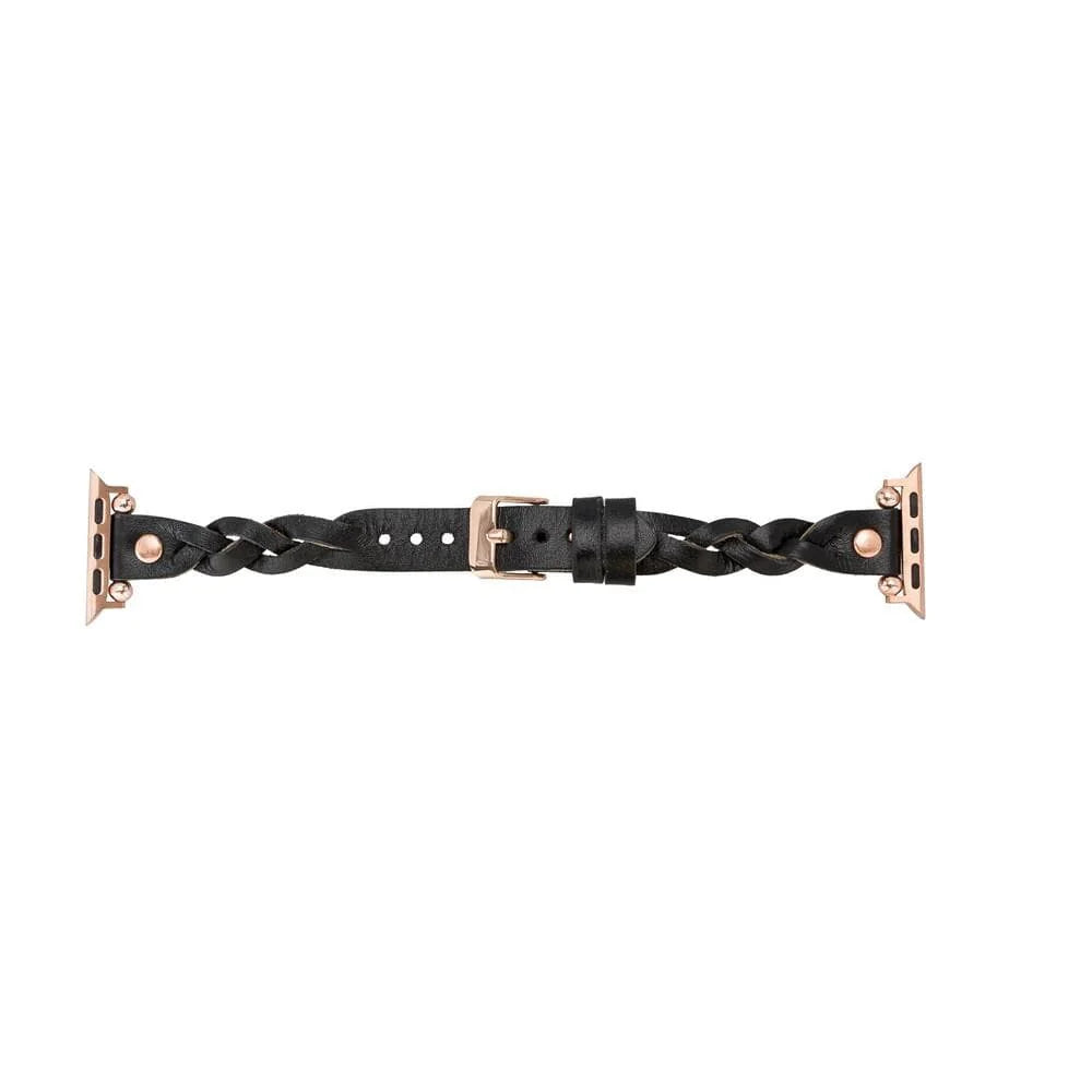 Wanda Braided Leather Apple Watch Band with Rose Gold Trok