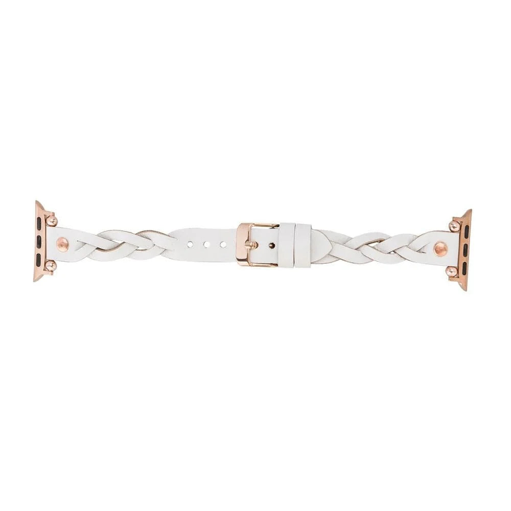 Wanda Braided Leather Apple Watch Band with Rose Gold Trok