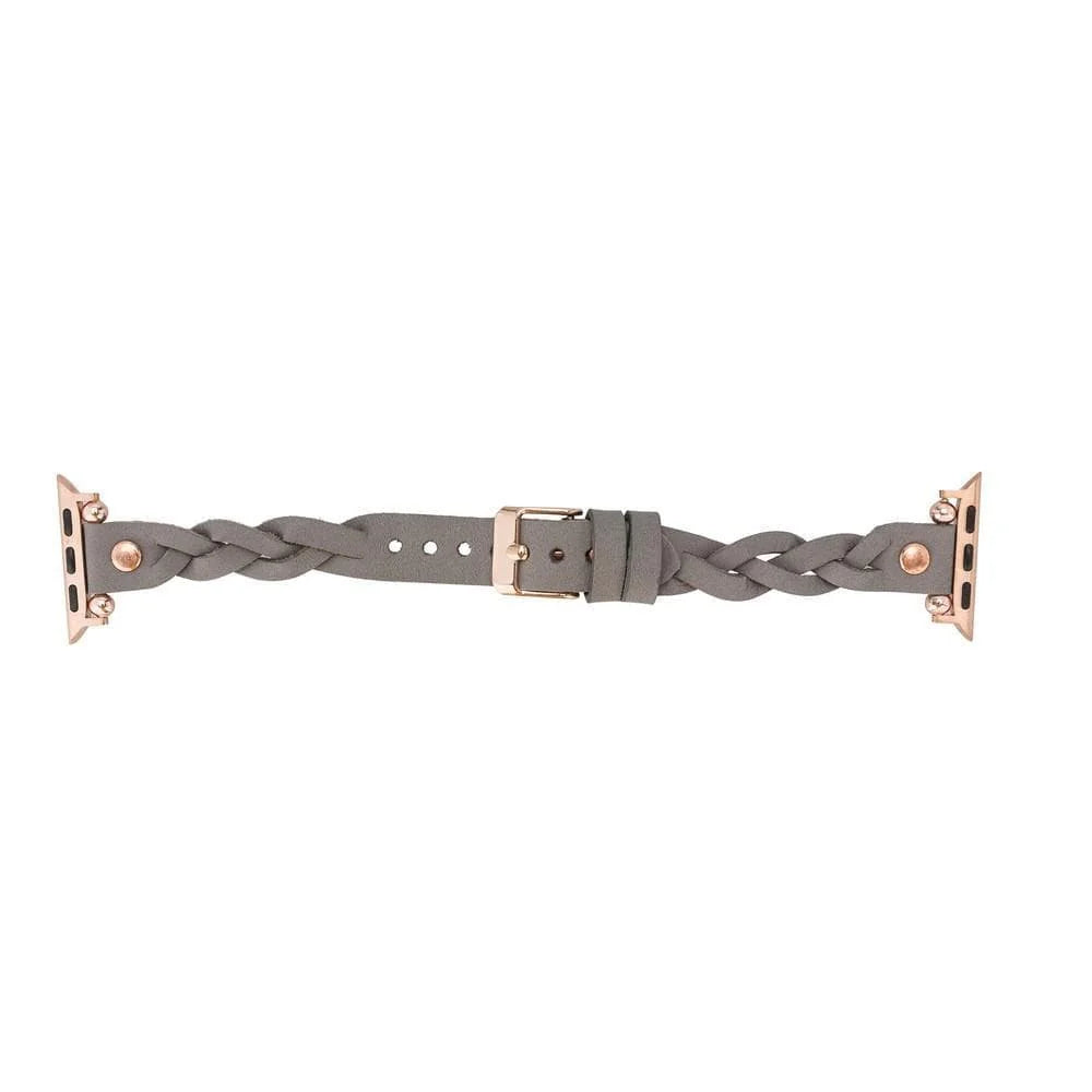 Wanda Braided Leather Apple Watch Band with Rose Gold Trok