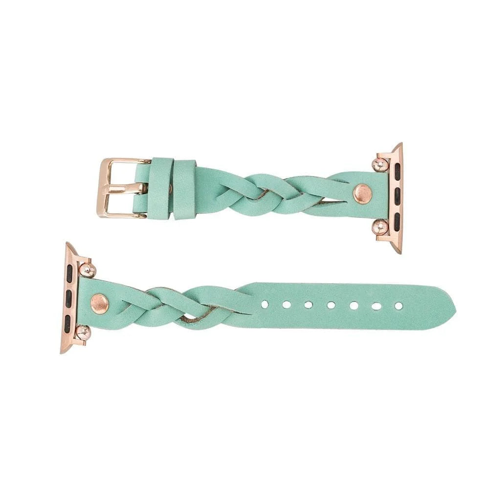 Wanda Braided Leather Apple Watch Band with Rose Gold Trok