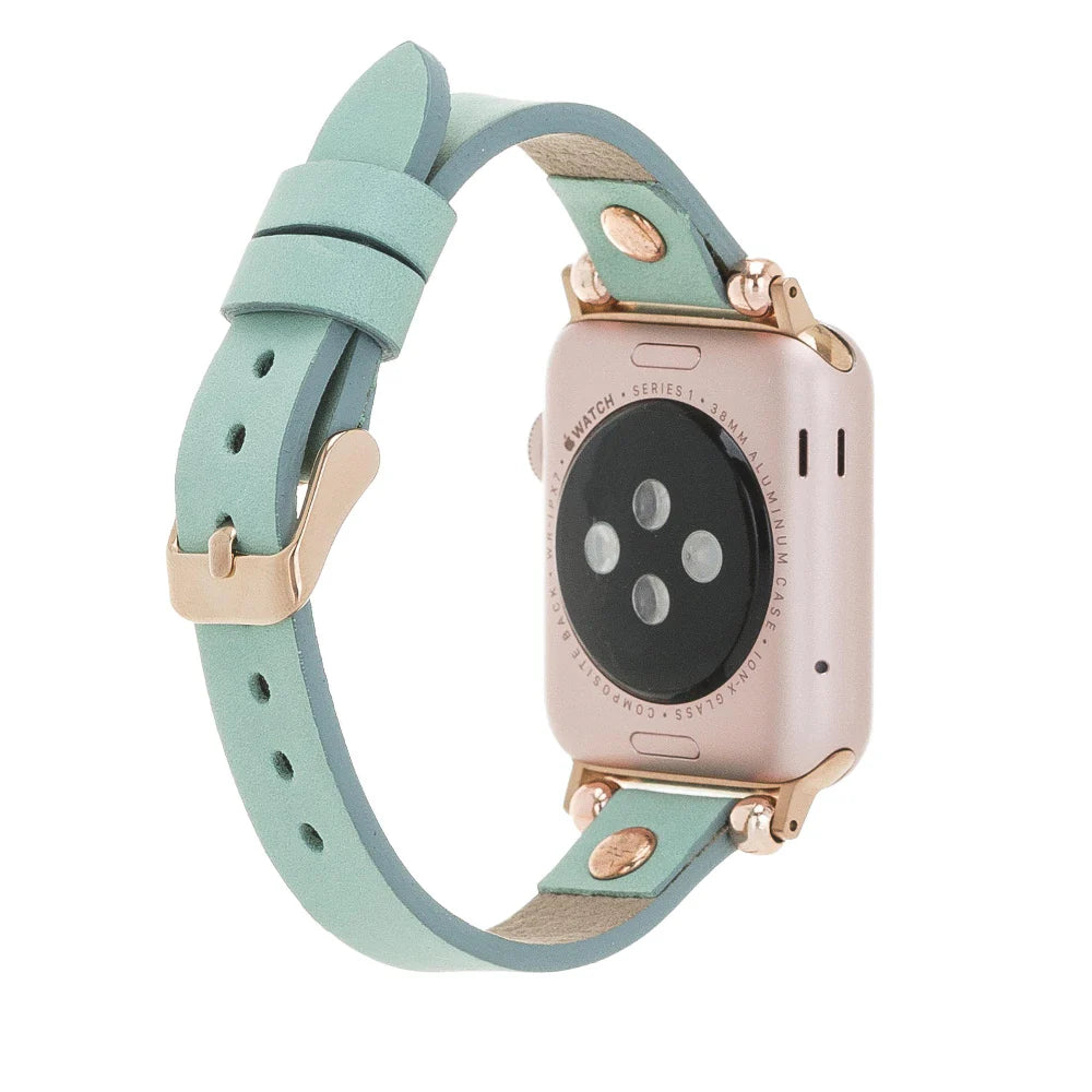 Ferro Leather Apple Watch Band with Rose Gold Trok