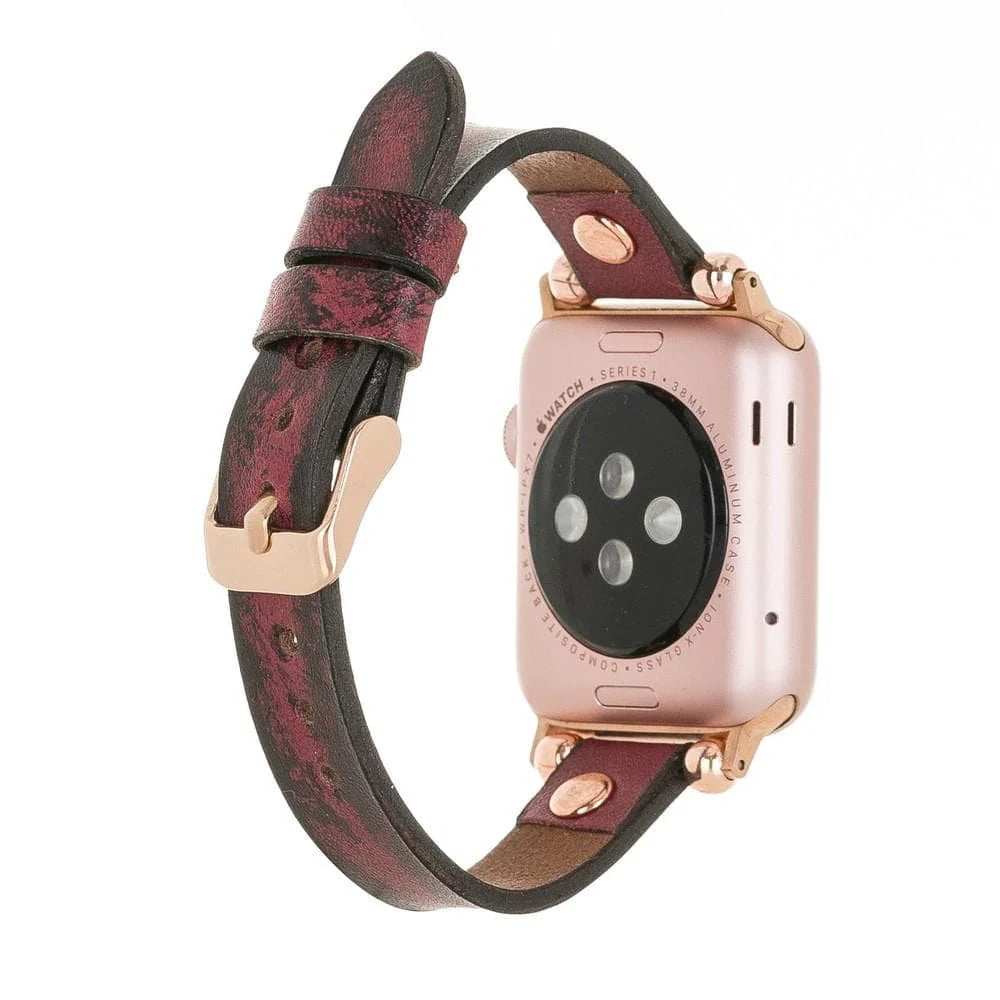 Ferro Leather Apple Watch Band with Rose Gold Trok