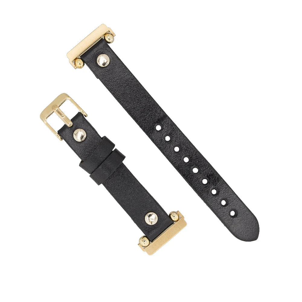 Ferro Leather Fitbit Watch Band with Gold Trok