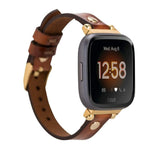 Ferro Leather Fitbit Watch Band with Gold Trok