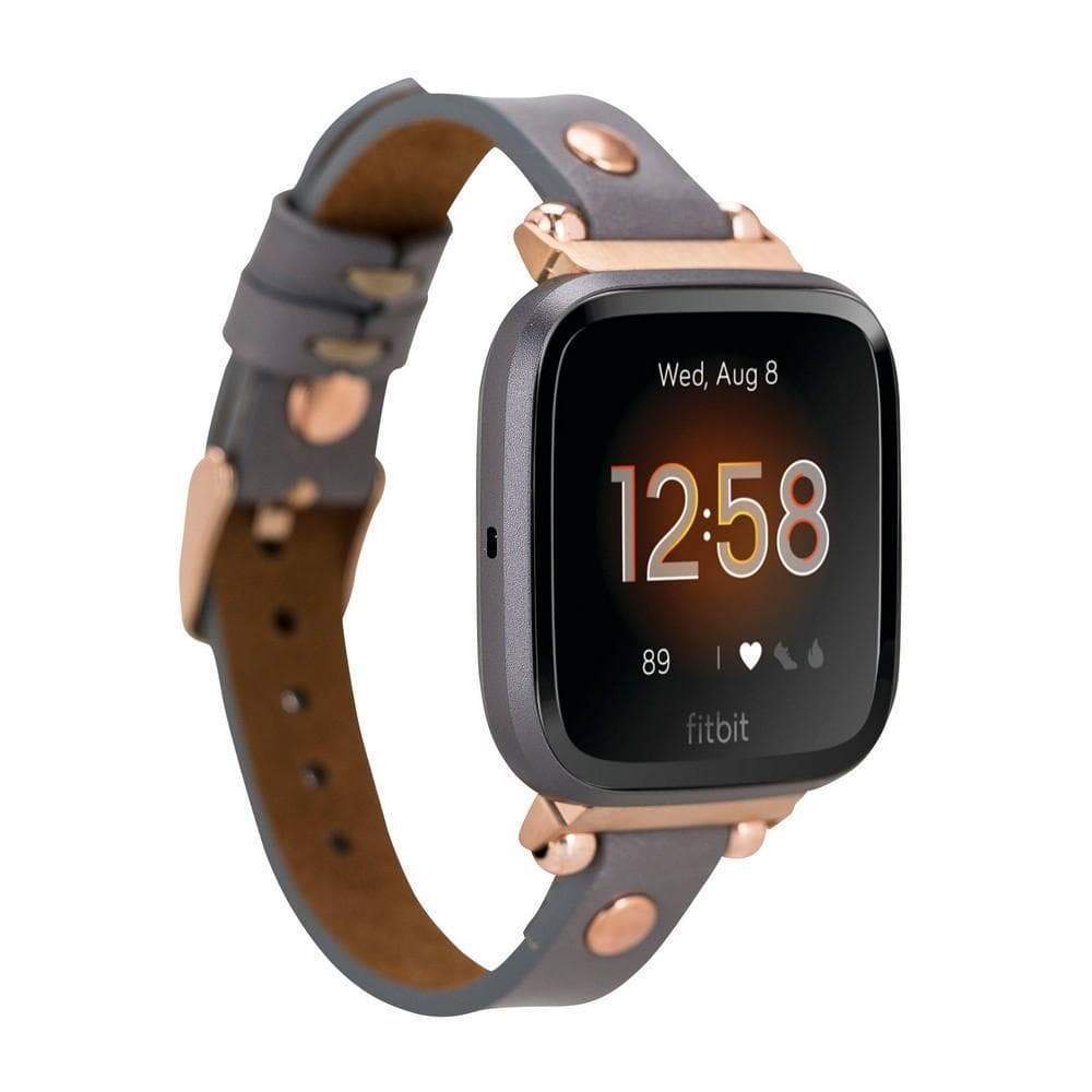 Ferro Leather Fitbit Watch Band with Gold Trok