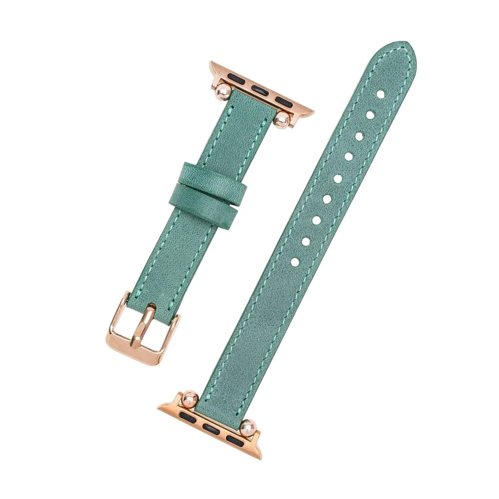 Ferro Leather Fitbit Watch Band with Rose Gold Trok