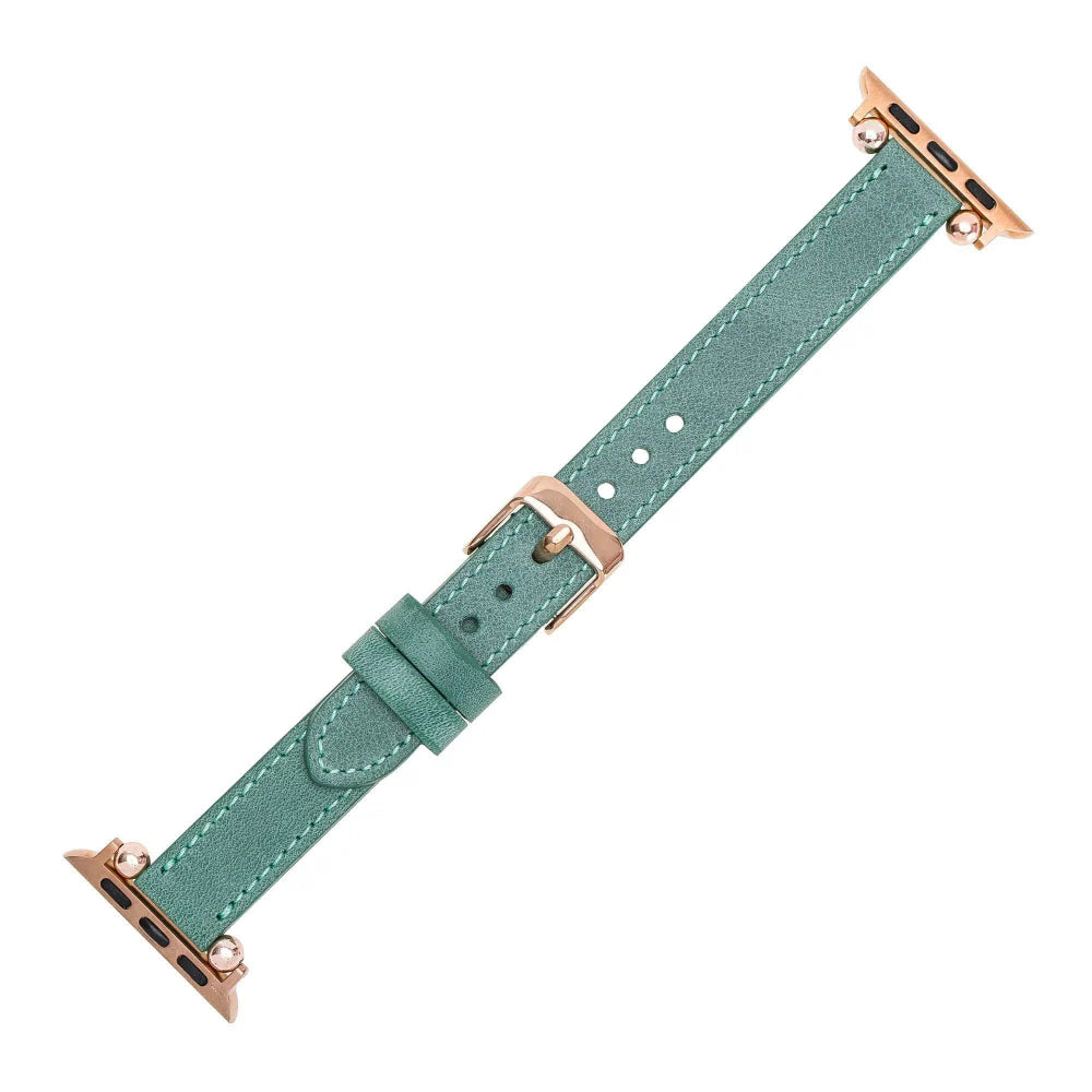 Ferro Leather Fitbit Watch Band with Rose Gold Trok