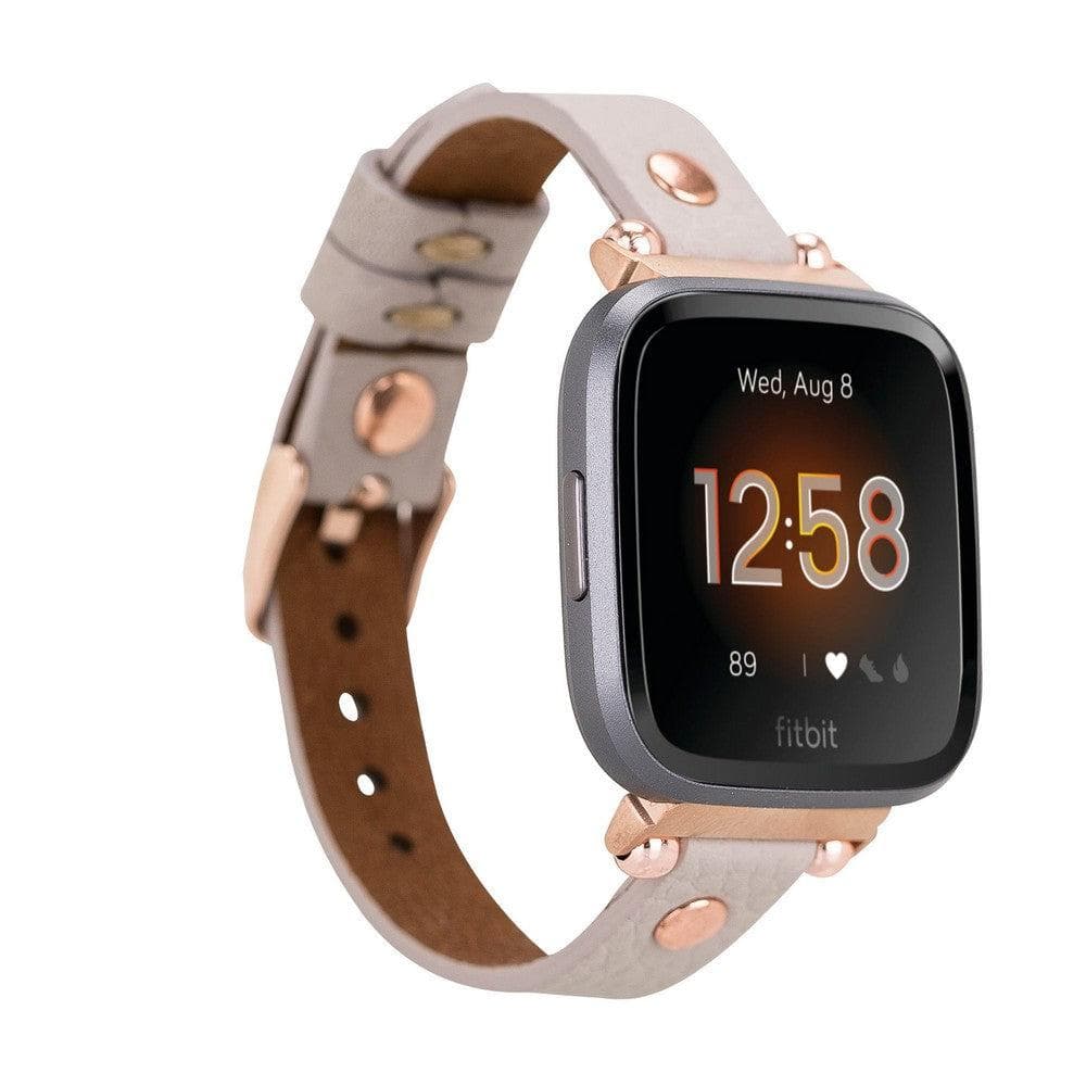 Ferro Leather Fitbit Watch Band with Rose Gold Trok