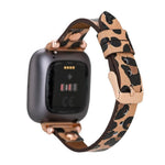Ferro Leather Fitbit Watch Band with Rose Gold Trok