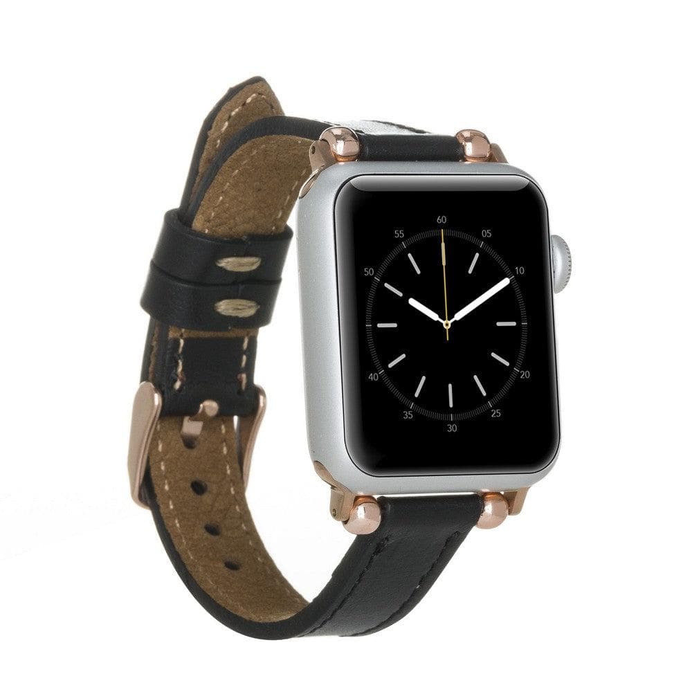Ferro Leather Fitbit Watch Band with Rose Gold Trok