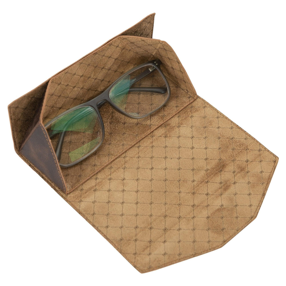 Handmade Genuine Leather Eyewear Case - Magnetic Triangular Design