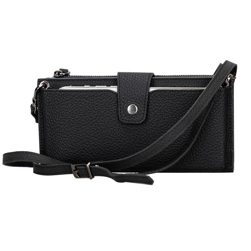 Crossbody Leather Wallet – with Phone Compartment, Card Slots & Shoulder Strap (Calista)
