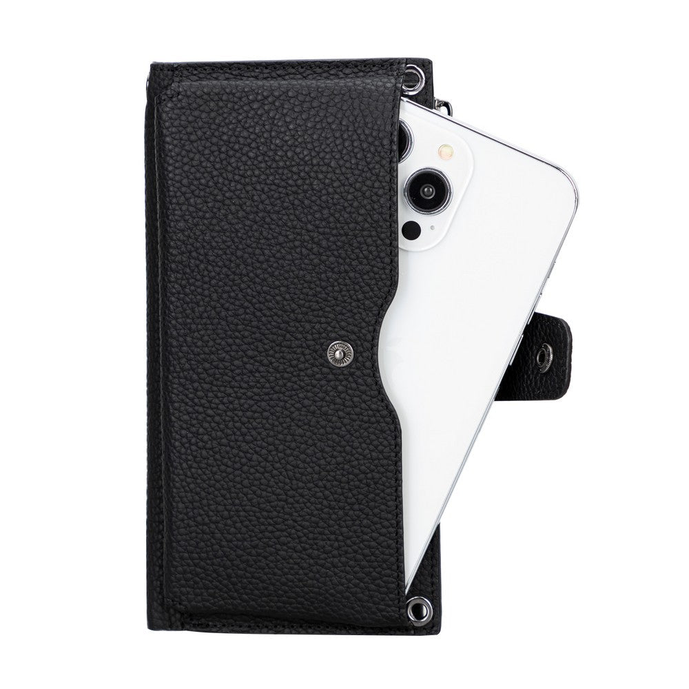 Crossbody Leather Wallet – with Phone Compartment, Card Slots & Shoulder Strap (Calista)