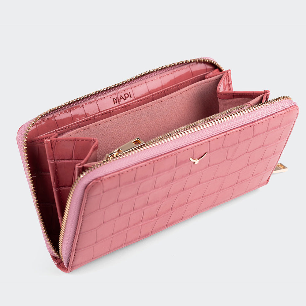 5110 Women Large Leather Wallet With Triple Compartments