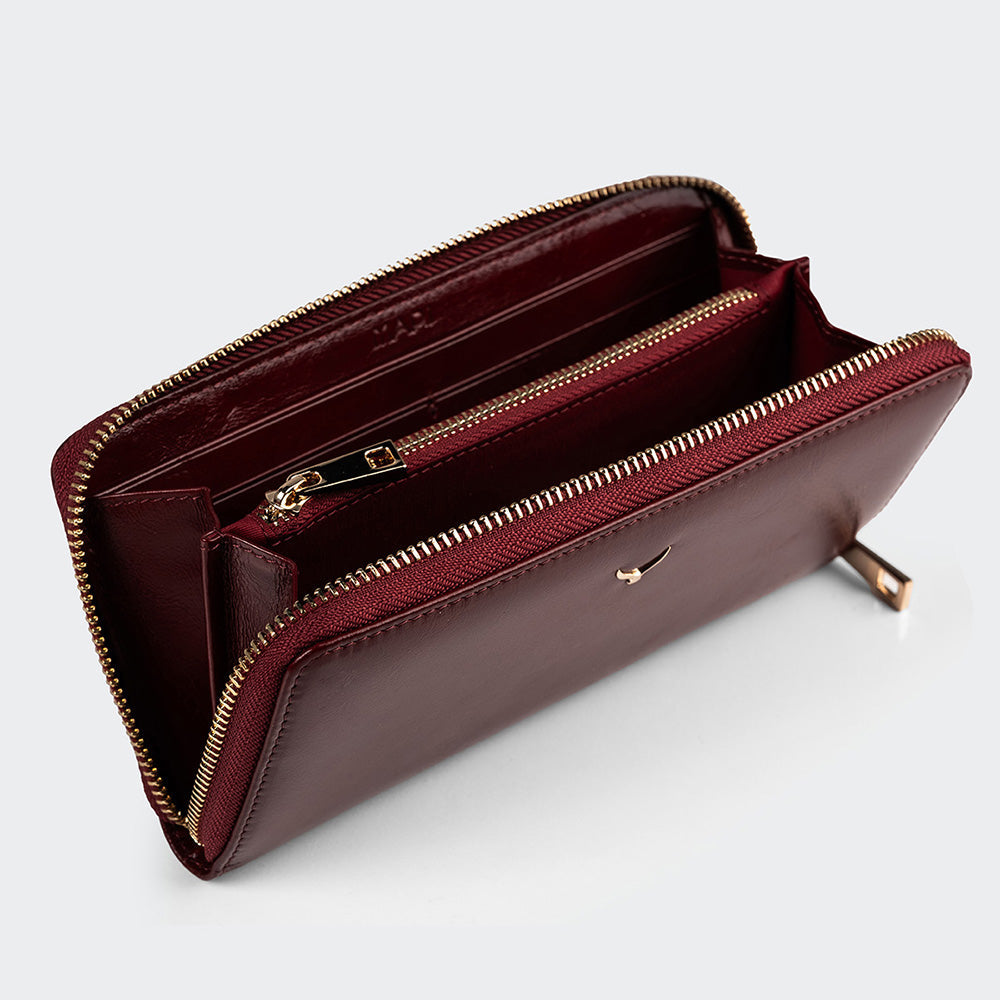 5111 Women Large Leather Wallet With Dual Compartments