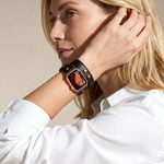 Hector Double Tour Leather Apple Watch Band with Gold Trok