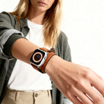 Hector Double Tour Leather Apple Watch Band with Rose Gold Trok