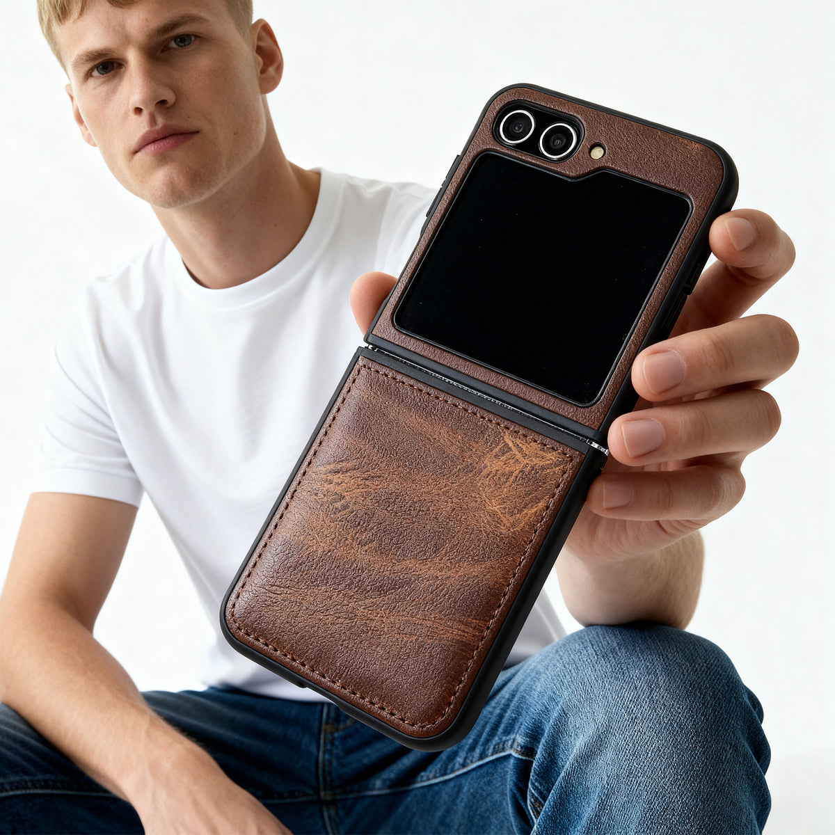 Slim Leather Case for Samsung Galaxy Z Flip 5 (Eldur)